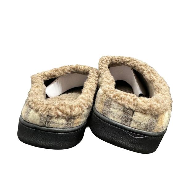 Isotoner Mens‎ Slippers Size XL 11-12 Tan Plaid Slip On Memory Foam New - Picture 7 of 10